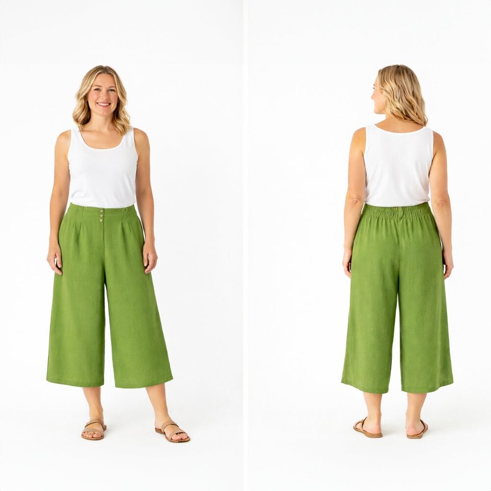 Jules & Leopold Wide Leg Palazzo XL Capri Pants Elastic Waist Coastal Resortwear
